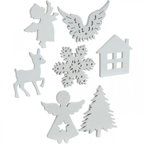 Prodotto Decorazione sparsa Natale mix legno bianco 4cm 72p