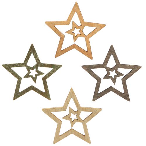 Prodotto Decorazione sparsa Stelle di Natale in legno 4 colori Ø4cm 72 pz