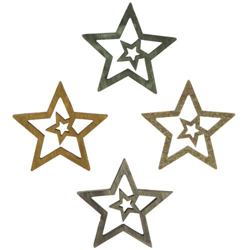 Prodotto Decorazione a dispersione Stella di Natale in legno 4 colori Ø4cm 72 pz