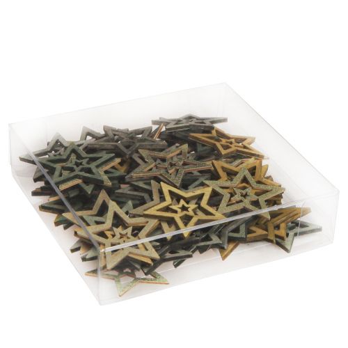 Prodotto Decorazione a dispersione Stella di Natale in legno 4 colori Ø4cm 72 pz