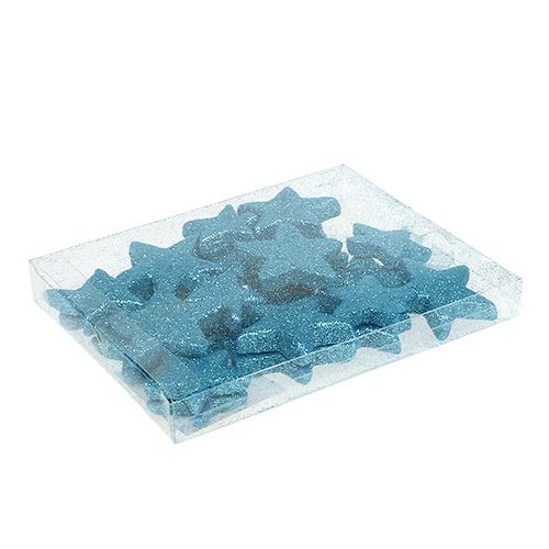 Floristik24 Decorazione a dispersione Stella di Natale turchese 3,5-4,5 cm 24 pz
