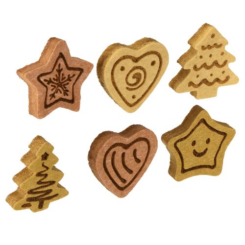 Decorazione sparsa per la tavola di Natale, decorazione in legno assortita, 4 cm, 12 pezzi