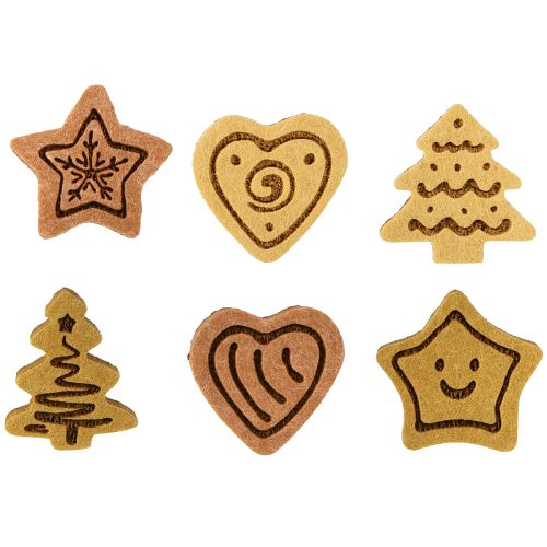 Prodotto Decorazione sparsa per la tavola di Natale, fibra di legno assortita, 4 cm, 12 pezzi