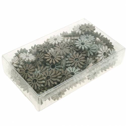 Floristik24 decorazioni da spargere fiore marrone, grigio chiaro, fiori di legno bianchi per spargere 144p