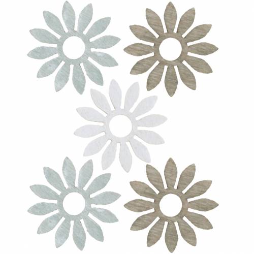 Floristik24 decorazioni da spargere fiore marrone, grigio chiaro, fiori di legno bianchi per spargere 144p
