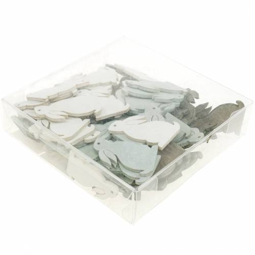 Floristik24 Decorazione sparsa coniglietto marrone, grigio chiaro, bianco Coniglietti pasquali da spargere 72 pz