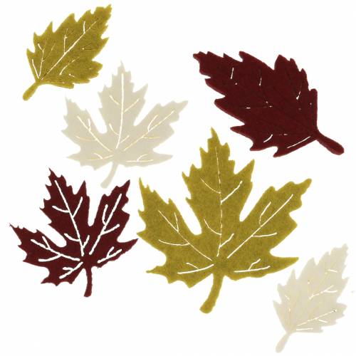 Floristik24 Decorazioni sparse in feltro con foglie autunnali Bordeaux/crema/verde 72 pz