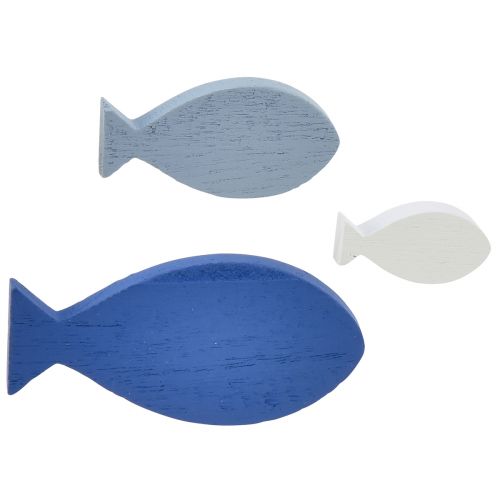 Prodotto Decorazione a dispersione decorazione in legno pesce blu bianco marittimo 3–8 cm 24 pezzi