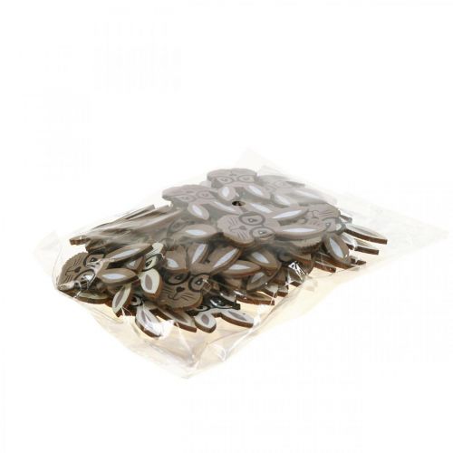 Prodotto Decorazione a dispersione coniglio in legno con bicchieri marrone bianco 2,5×4,5 cm 48 pz