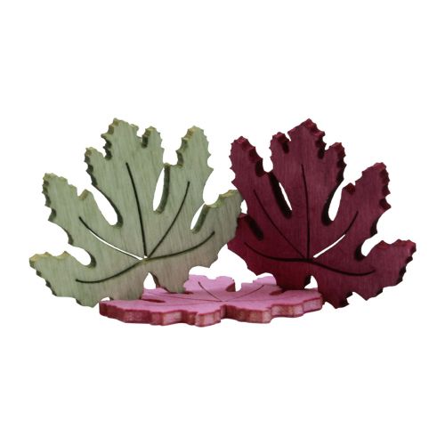 Prodotto Decorazione sparsa in legno foglie autunnali decorazione da tavolo viola rosa verde 4 cm 72 p