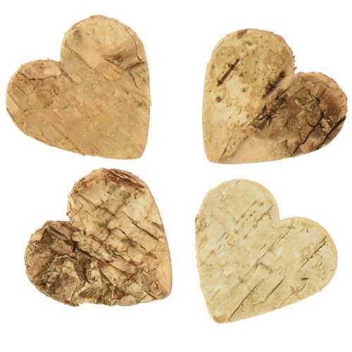Floristik24 Decorazioni sparse cuore in legno cuori in legno corteccia di betulla 4 cm 60 pz