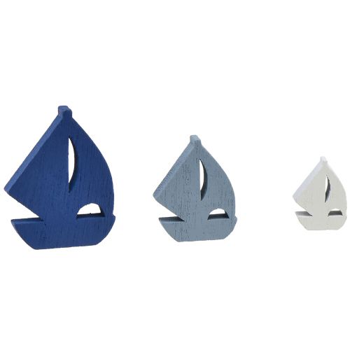 Prodotto Decorazione a dispersione decorazione per barca a vela in legno blu bianco 2 cm–6 cm 24 pz