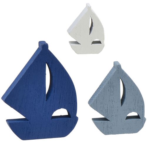 Decorazione a dispersione decorazione per barca a vela in legno blu bianco 2 cm–6 cm 24 pz
