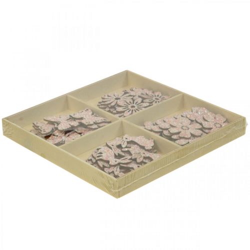 Prodotto Decorazione in legno, pezzi sparsi primavera Pasqua rosa 2–4cm 64p