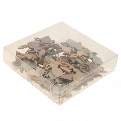Floristik24 Decorazione a dispersione parti sparse in legno Pasqua Coniglietto pasquale toni marroni 4 cm 72 pz