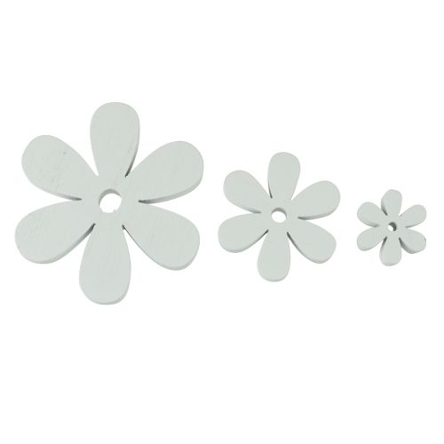 Floristik24 Decorazione sparsa decorazione da tavola in legno fiori bianchi Ø2cm–6cm 20pz