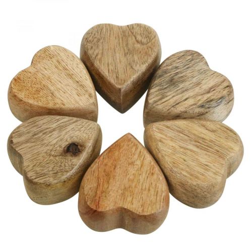 Floristik24 Decorazione a dispersione cuori in legno decorazione da tavola cuore legno natura 5cm 6pz