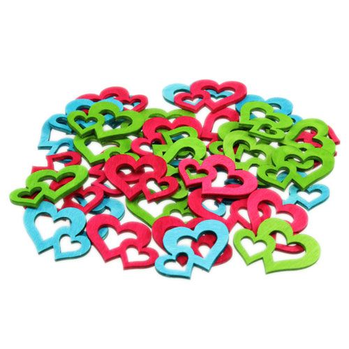 Floristik24 Decorazione sparsa cuori in legno colorati asst. 3 cm x 4 cm 72 pezzi