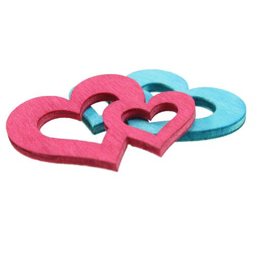 Floristik24 Decorazione sparsa cuori in legno colorati asst. 3 cm x 4 cm 72 pezzi