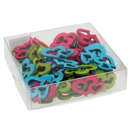 Floristik24 Decorazione sparsa cuori in legno colorati asst. 3 cm x 4 cm 72 pezzi