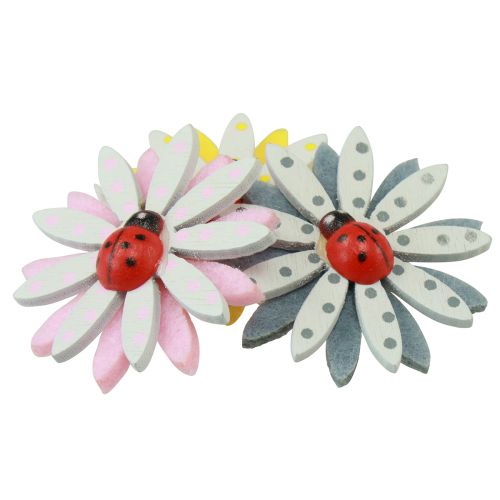 Prodotto Decorazione sparsa coccinella fiore legno feltro colore Ø4cm 48pz