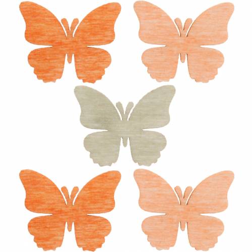 Floristik24 Decorazione a dispersione farfalla farfalle in legno decorazione estiva arancione, albicocca, marrone 144 pezzi