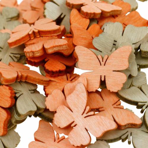 Prodotto Decorazione a dispersione farfalla farfalle in legno decorazione estiva arancione, albicocca, marrone 144 pezzi