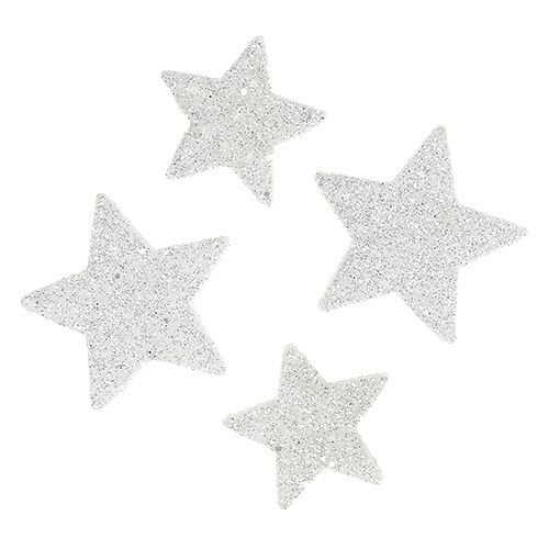 Floristik24 Decorazione a dispersione stelle bianche con mica 4-5cm 40p