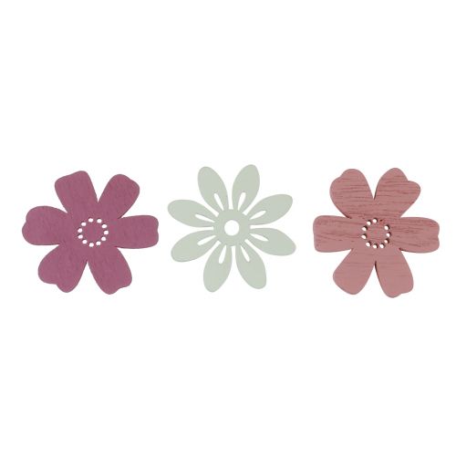 Prodotto Decorazione da tavolo sparsa fiori legno bianco rosa viola 3,5 cm 36 pezzi