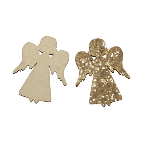 Prodotto Decorazione a dispersione Angelo natalizio in legno glitter oro 5x3,5 cm 48 pezzi