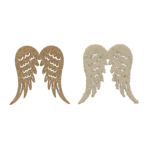 Floristik24 Decorazioni sparse natalizie ali d'angelo in legno glitter 3×4 cm 72 pz