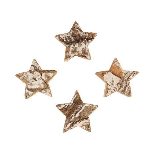 Prodotto Decorazione sparsa Stelle natalizie in legno corteccia sbiancata Ø5cm 12 pz
