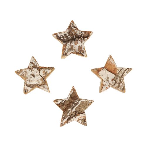 Floristik24 Decorazioni sparse Stelle natalizie in legno corteccia sbiancata Ø5cm 12pz