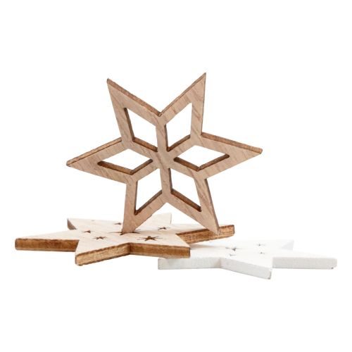 Prodotto Decorazione sparsa Stelle natalizie in legno bianco/naturale Ø4cm 72 pz