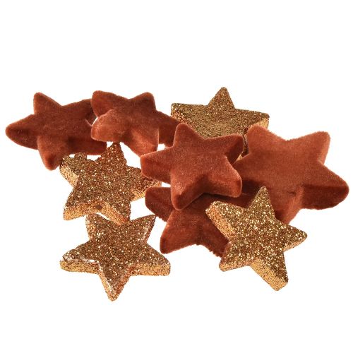 Prodotto Decorazione sparsa Stelle di Natale marrone/arancione Ø4/5cm 40pz