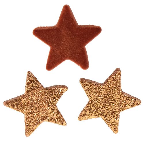 Floristik24 Decorazione sparsa Stelle di Natale marrone/arancione Ø4/5cm 40 pz