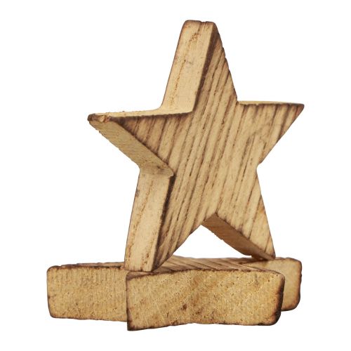 Prodotto Decorazione sparsa Stelle di Natale Stelle in legno fiammate 5,5 cm 12 pz