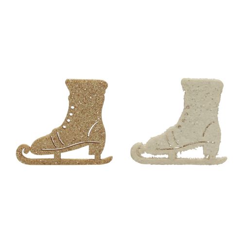 Prodotto Decorazione sparsa decorazione invernale in legno pattino da ghiaccio glitter 4x3,5 cm 72p