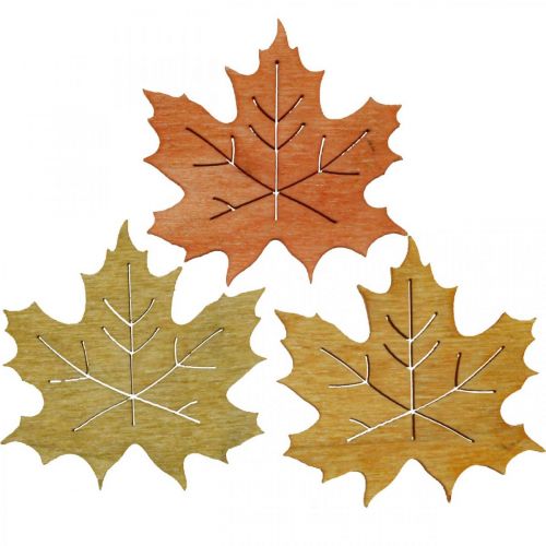 Floristik24 Decorazione da tavola autunno, decorazione a dispersione legno foglia d&#39;acero L4cm 72p