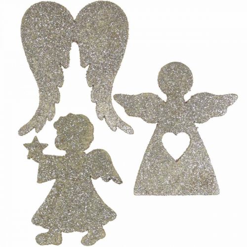 Prodotto Decorazione sparsa Decorazione angelo natalizio glitter oro H8 cm 24 pz