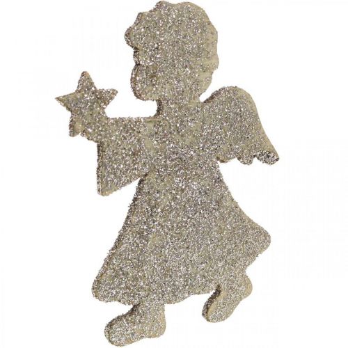 Prodotto Decorazione sparsa Decorazione angelo natalizio glitter oro H8 cm 24 pz