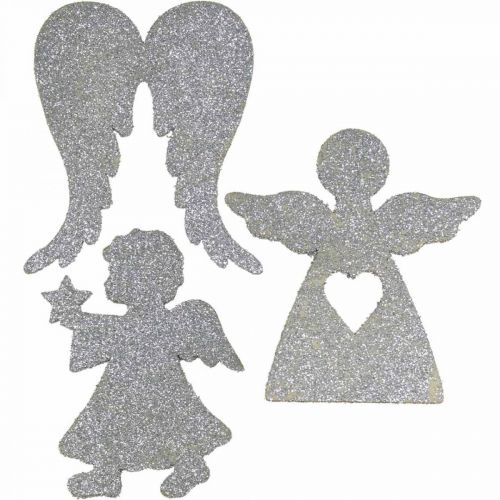 Prodotto Decorazione a dispersione Decorazione angelo natalizio glitter argento H8cm 24pz