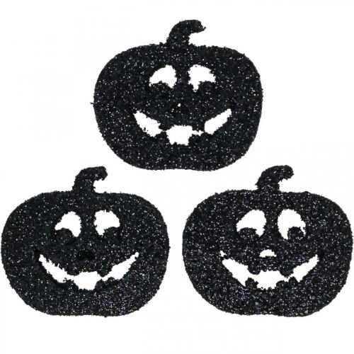 Decorazione a dispersione Decorazione zucca di Halloween 4 cm nero, glitter 72 pezzi