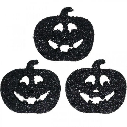 Floristik24 Decorazione a dispersione Decorazione zucca di Halloween 4 cm nero, glitter 72 pezzi