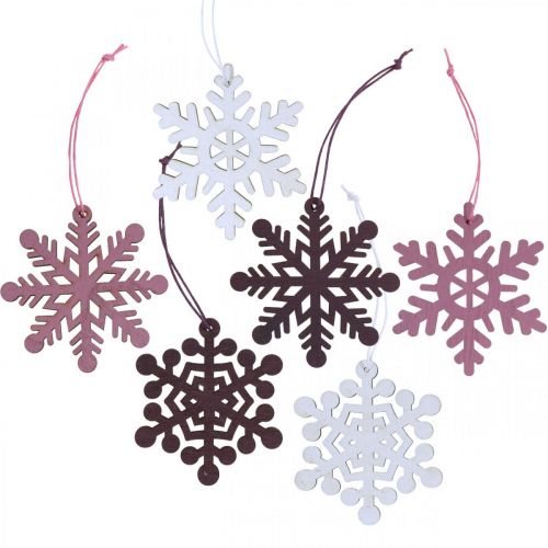 Floristik24 Addobbi natalizi pendente fiocco di neve legno 8cm 36pz