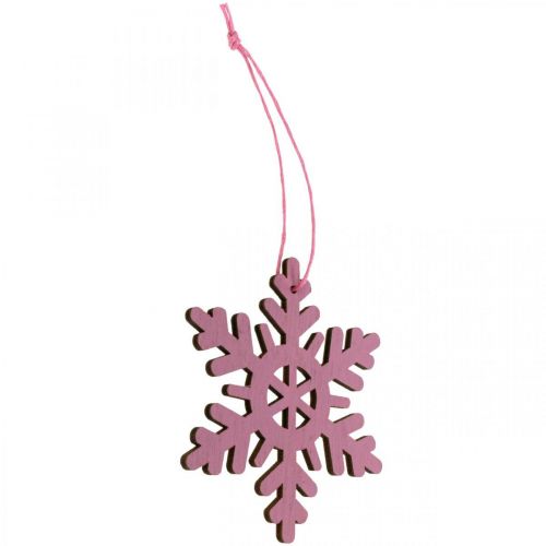 Prodotto Ciondolo fiocco di neve decorativo per albero di Natale in legno 8 cm 36 pz
