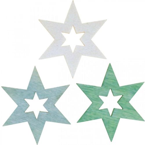 Decorazione Stelle in Legno Decorazione Scatter Natale Verde H4cm 72 pz