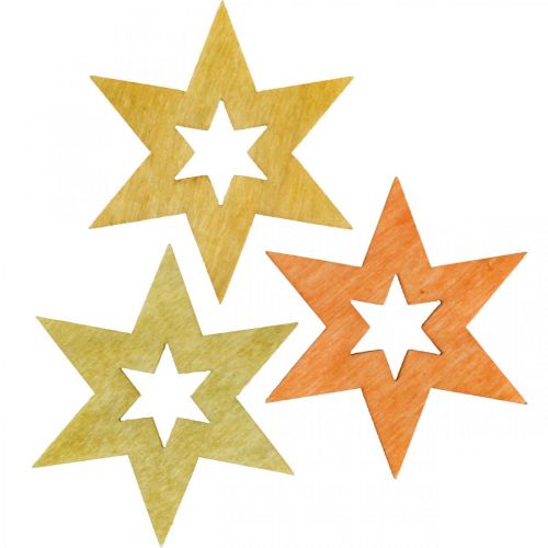 Floristik24 Decorazione Stelle in Legno Decorazione Scatter Natale Arancione H4cm 72 pz
