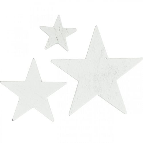 Floristik24 Decorazione a dispersione stelle in legno Natale bianco 2,5/4,5/6,5cm 29p