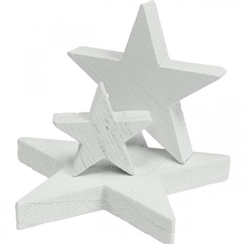 Floristik24 Decorazione a dispersione stelle in legno Natale bianco 2,5/4,5/6,5cm 29p
